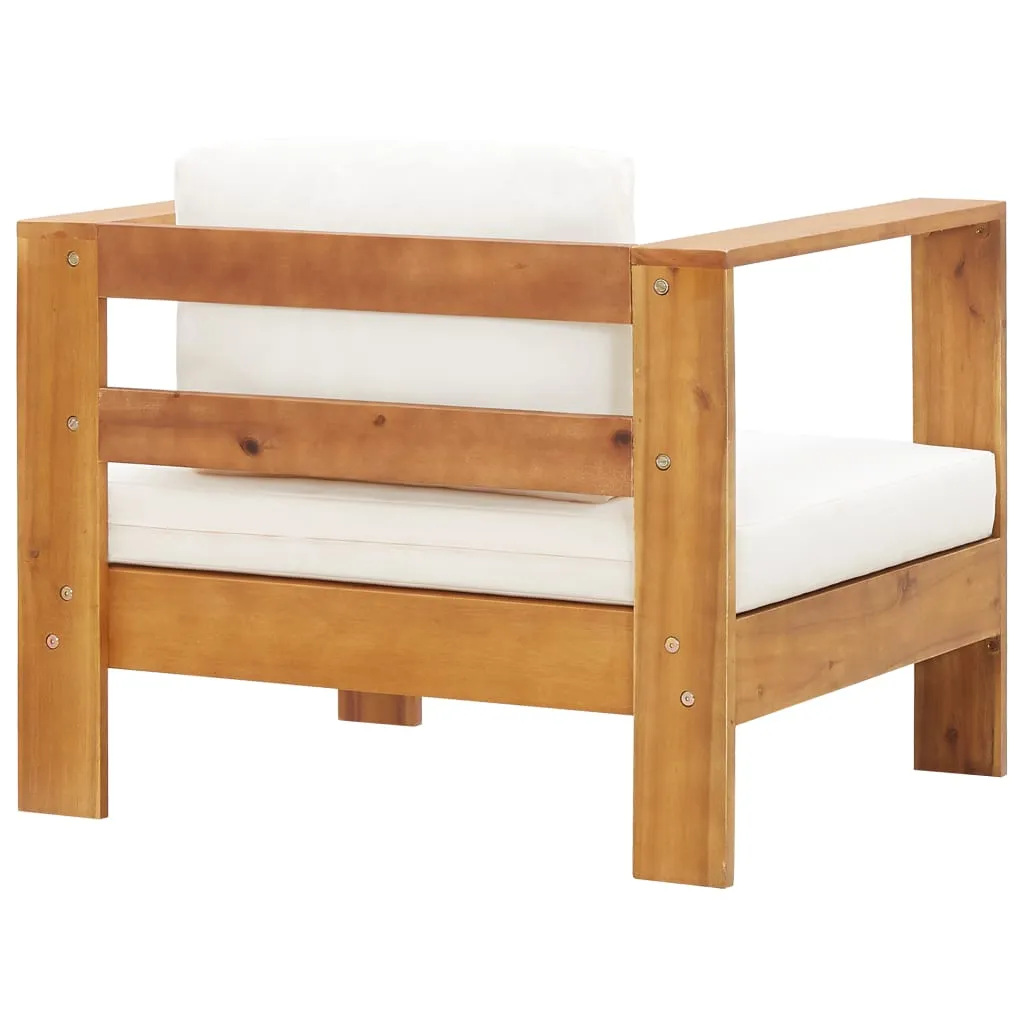 Patio Chair with Cushion Cream Solid Acacia Wood