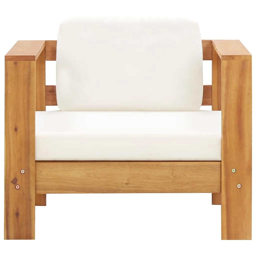 Patio Chair with Cushion Cream Solid Acacia Wood