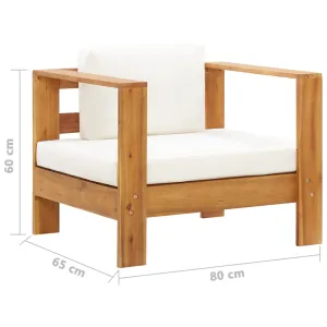 Patio Chair with Cushion Cream Solid Acacia Wood