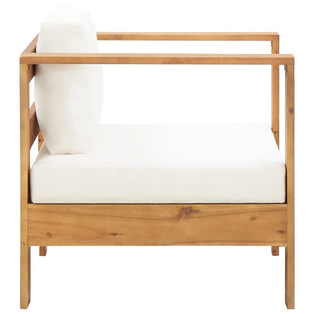 Patio Chair with Cushion Cream Solid Acacia Wood