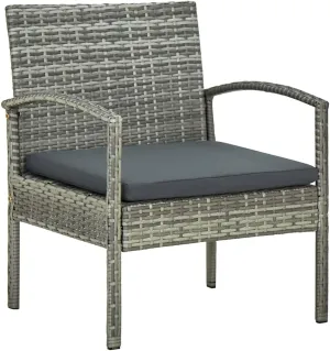 Patio Chair with Gray Poly Rattan and Dark Gray Cushion - Outdoor Lounge Chair for Patio, Deck, or Backyard - Sturdy Steel Frame, PE Rattan, 22.8" x 22.8" x 28.3"