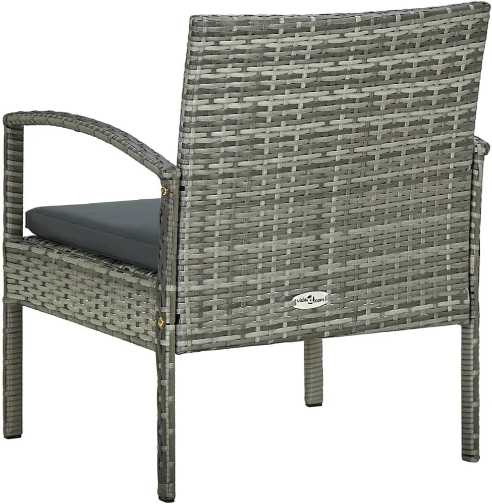 Patio Chair with Gray Poly Rattan and Dark Gray Cushion - Outdoor Lounge Chair for Patio, Deck, or Backyard - Sturdy Steel Frame, PE Rattan, 22.8" x 22.8" x 28.3"