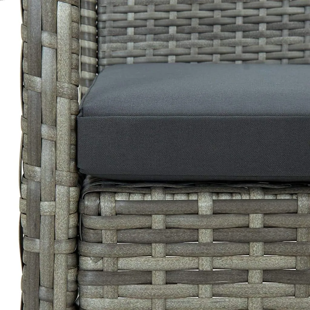Patio Chair with Gray Poly Rattan and Dark Gray Cushion - Outdoor Lounge Chair for Patio, Deck, or Backyard - Sturdy Steel Frame, PE Rattan, 22.8" x 22.8" x 28.3"