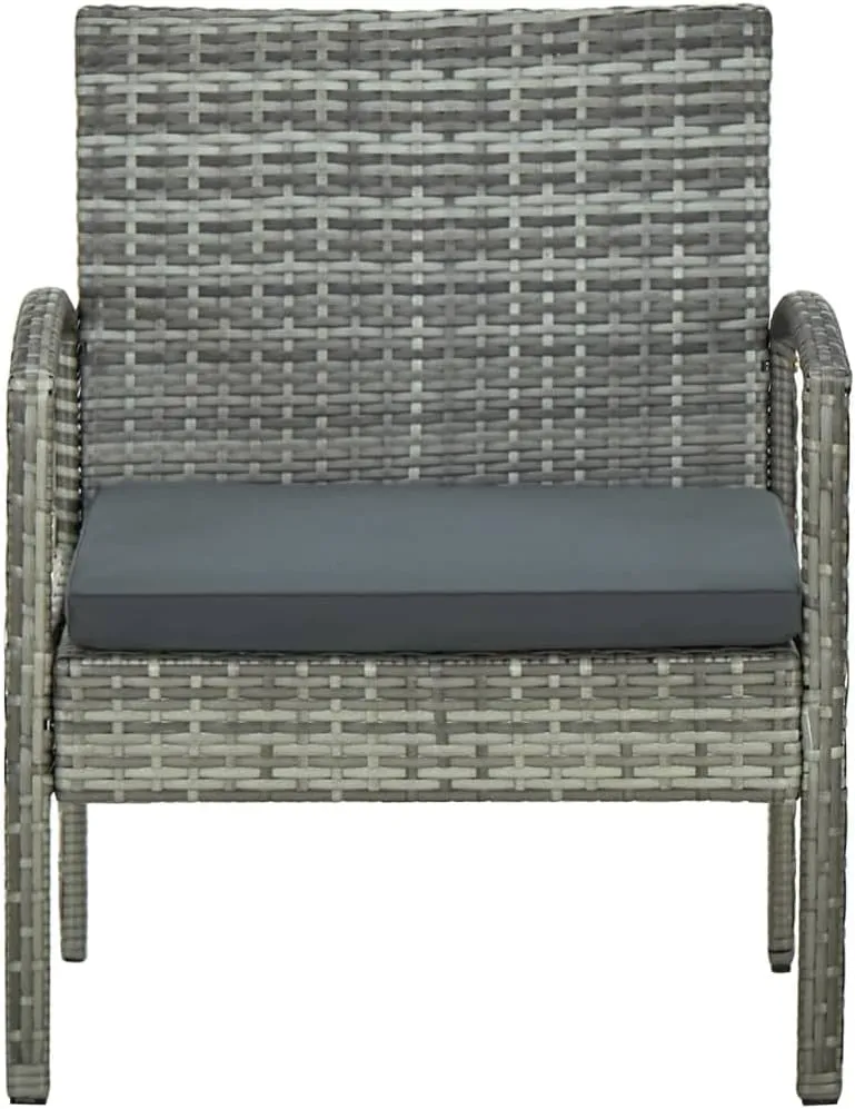 Patio Chair with Gray Poly Rattan and Dark Gray Cushion - Outdoor Lounge Chair for Patio, Deck, or Backyard - Sturdy Steel Frame, PE Rattan, 22.8" x 22.8" x 28.3"