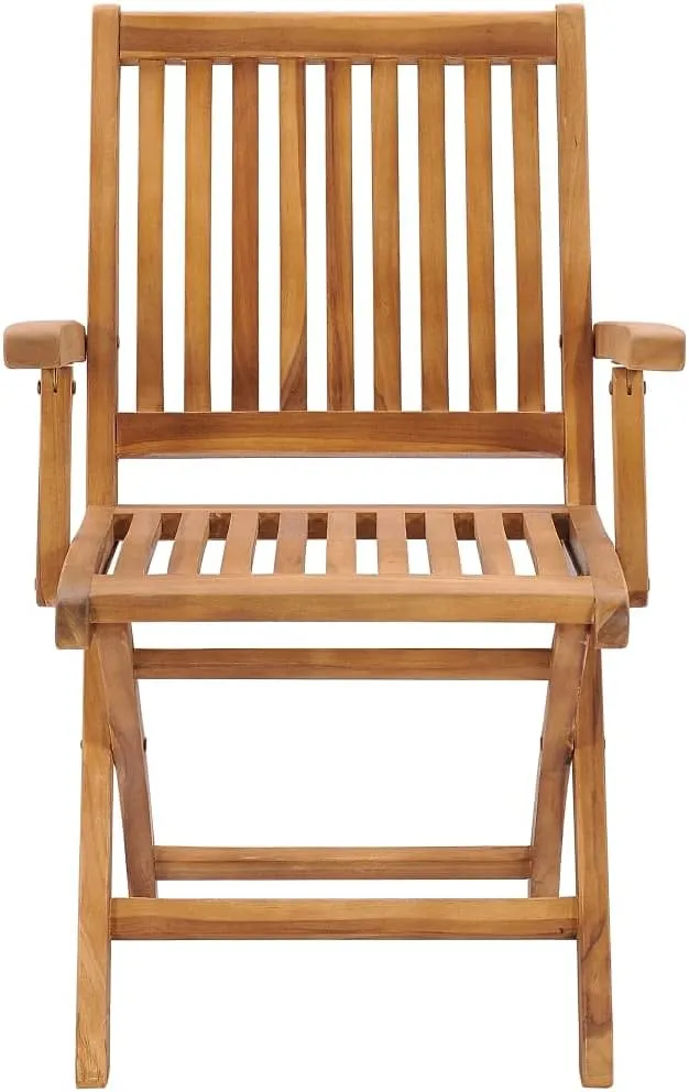 Patio Chairs 2 Pack with Anthracite Cushions, Solid Teak Wood Folding Outdoor Chairs for Patio, Poolside, Beach, Camping, and Backyard Lounge