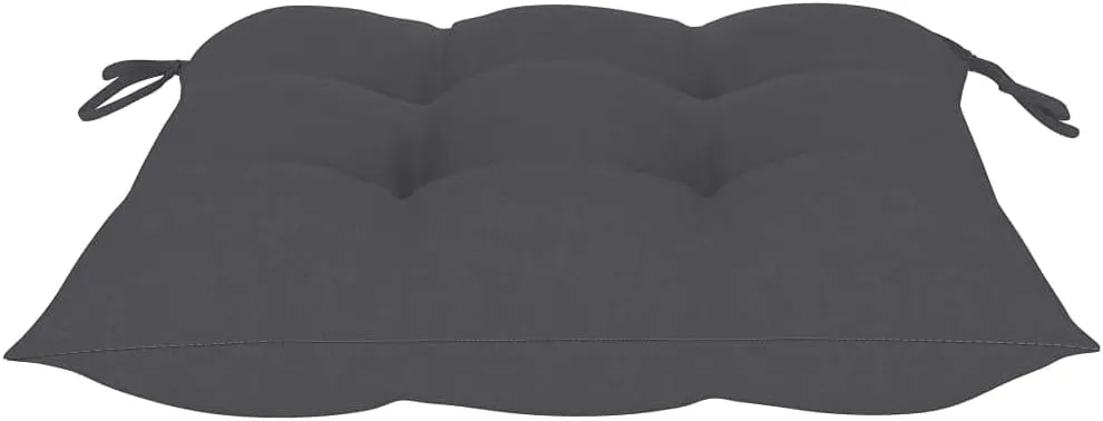 Patio Chairs 2 Pack with Anthracite Cushions, Solid Teak Wood Folding Outdoor Chairs for Patio, Poolside, Beach, Camping, and Backyard Lounge