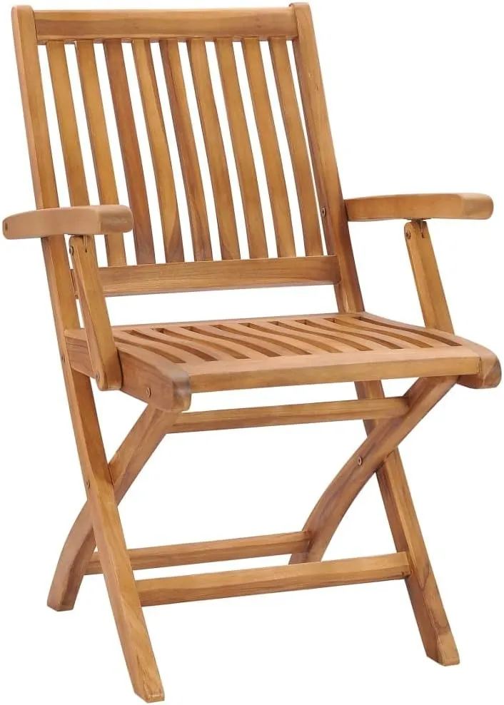 Patio Chairs 2 Pack with Anthracite Cushions, Solid Teak Wood Folding Outdoor Chairs for Patio, Poolside, Beach, Camping, and Backyard Lounge