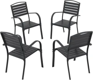 Patio Dining Chairs Set of 4,Outdoor Stackable Dining Chairs with Backrest & Armrest,Aluminum Frame Patio Furniture Chairs for Garden,Backyard,Lawn & Deck,Black