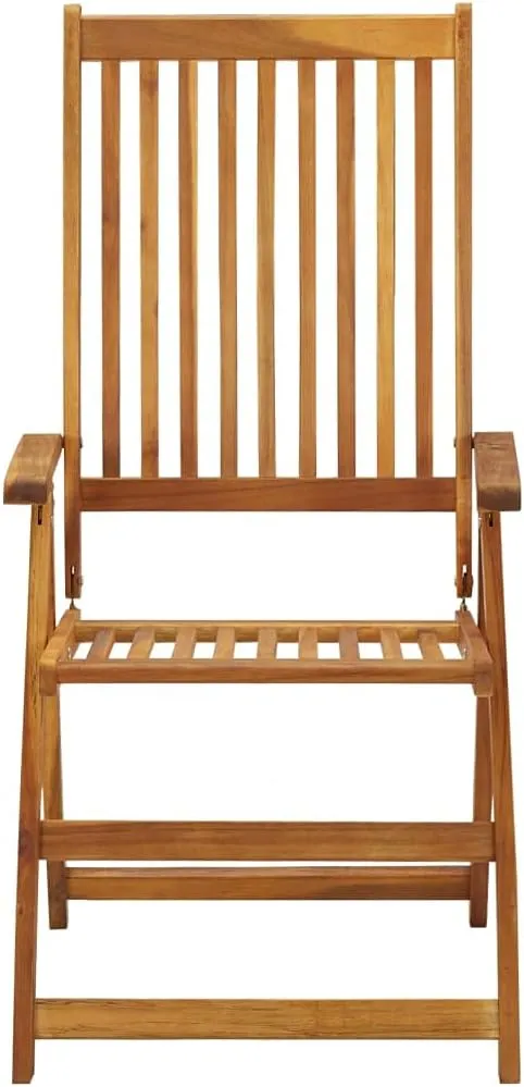 Patio Reclining Chairs 2 pcs with Cushions Solid Acacia Wood Lounge Chair Adjustable Backrest Garden Chairs Outdoor Furniture for Patio, Deck, and Yard