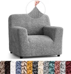 PAULATO BY GA.I.CO. Chair Cover - Armchair Cover - Armchair Slipcover - Soft Fabric Slipcover - 1-Piece Form Fit Stretch Stylish Furniture Protector - Microfibra Collection - Ash (Chair)