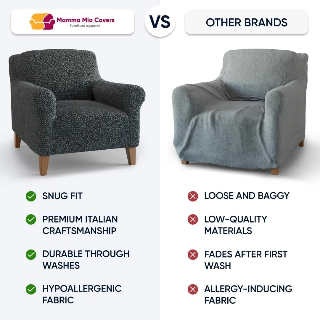 PAULATO BY GA.I.CO. Chair Cover - Armchair Cover - Armchair Slipcover - Soft Polyester Fabric Slipcover - 1-Piece Form Fit Stretch Furniture Protector - Microfibra Collection - Burgundy (Chair)