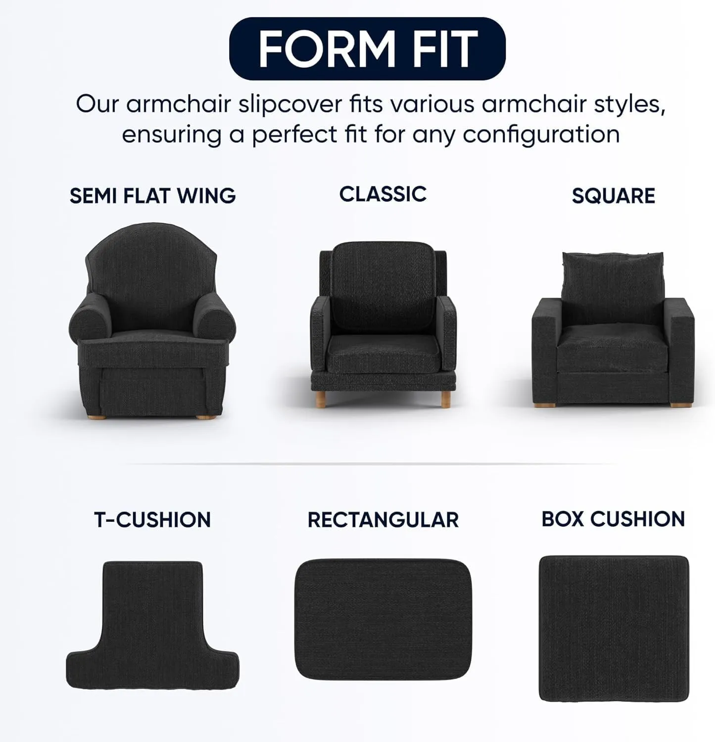 PAULATO BY GA.I.CO. Chair Cover - Armchair Cover - Armchair Slipcover - Soft Polyester Fabric Slipcover - 1-Piece Form Fit Stretch Stylish Furniture Protector - Microfibra Collection - Black (Chair)
