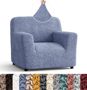 PAULATO BY GA.I.CO. Chair Cover - Armchair Cover - Armchair Slipcover - Soft Polyester Fabric Slipcover - 1-Piece Form Fit Stretch Stylish Furniture Protector - Microfibra Collection - Blue (Chair)