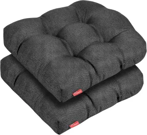 Pcinfuns Outdoor Wicker Cushion Set 19 x 19 x 5 Inch Seat Patio Cushions Round Corner Chair Pads Premium Comfortable Thick Fiber Fill Tufted Cushion,2 Pack,Black Grey