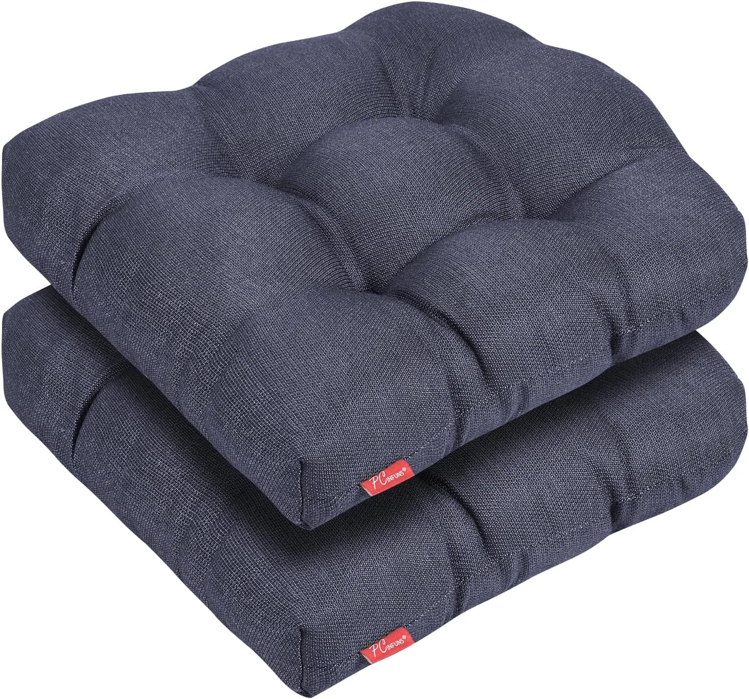 Pcinfuns Outdoor Wicker Cushion Set 19 x 19 x 5 Inch Seat Patio Cushions Round Corner Chair Pads Premium Comfortable Thick Fiber Fill Tufted Cushion,2 Pack,Blue Grey