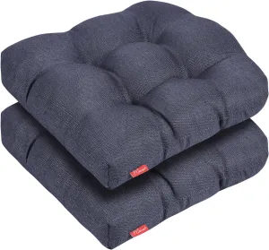 Pcinfuns Outdoor Wicker Cushion Set 19 x 19 x 5 Inch Seat Patio Cushions Round Corner Chair Pads Premium Comfortable Thick Fiber Fill Tufted Cushion,2 Pack,Blue Grey