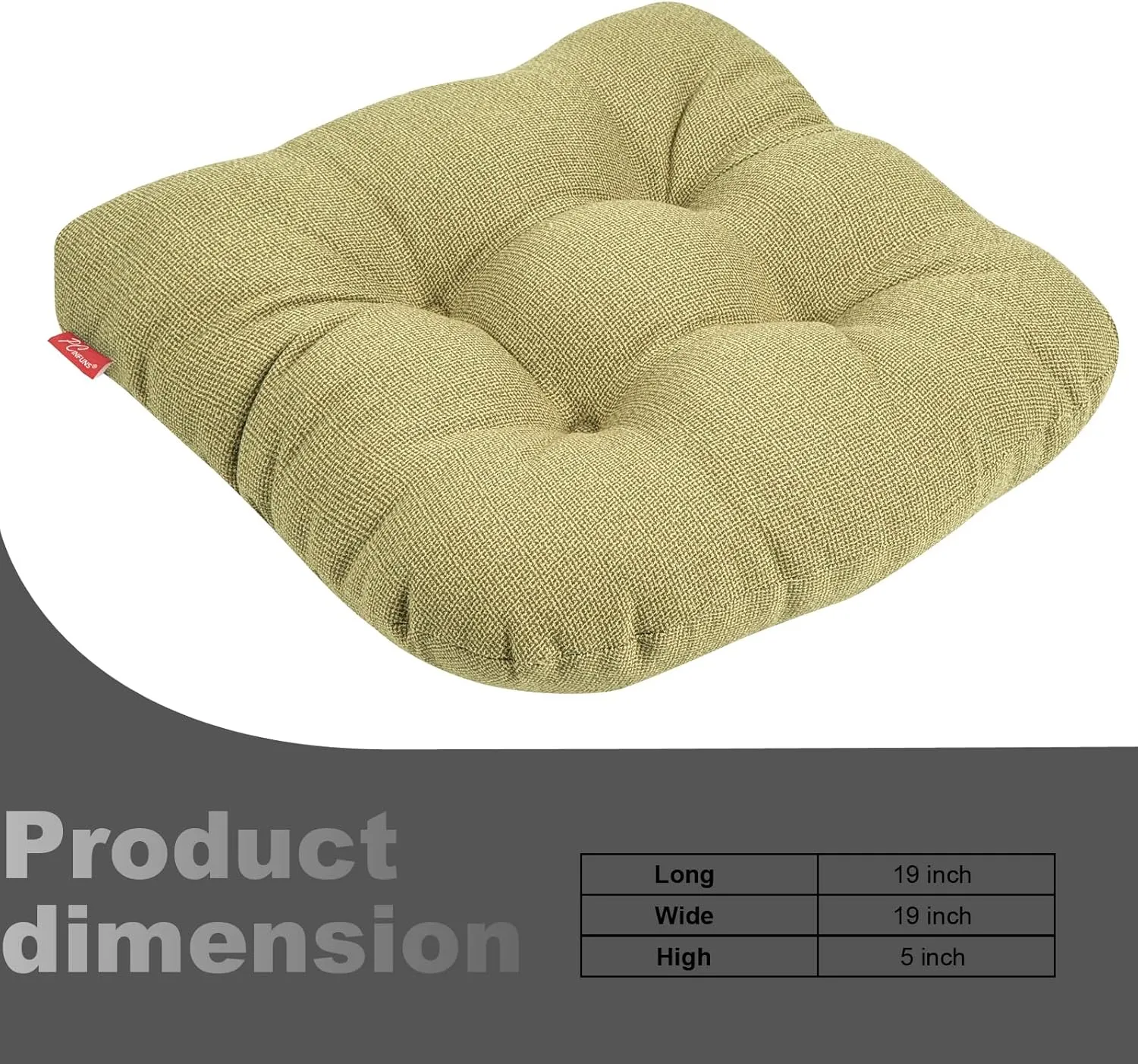 Pcinfuns Outdoor Wicker Cushion Set 19 x 19 x 5 Inch Seat Patio Cushions Round Corner Chair Pads Premium Comfortable Thick Fiber Fill Tufted Cushion,2 Pack,Ginger Yellow