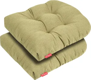 Pcinfuns Outdoor Wicker Cushion Set 19 x 19 x 5 Inch Seat Patio Cushions Round Corner Chair Pads Premium Comfortable Thick Fiber Fill Tufted Cushion,2 Pack,Ginger Yellow