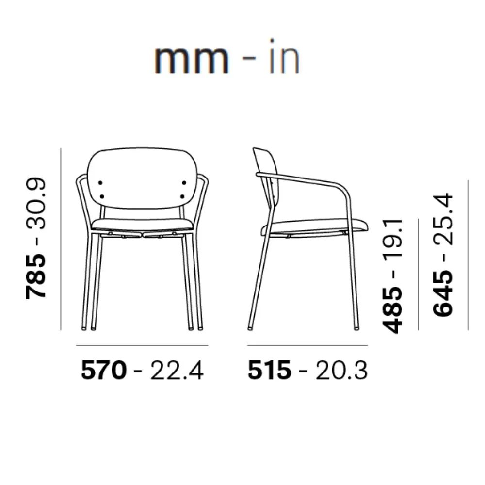 Pedrali Jazz 3705 padded chair with armrests and ash backrest