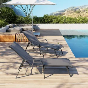 Pellebant Aluminum 2-Piece Patio Chair, Adjustable Recline with Armrest, Heavy Duty, for Pool, Lawn, Yard, Grey