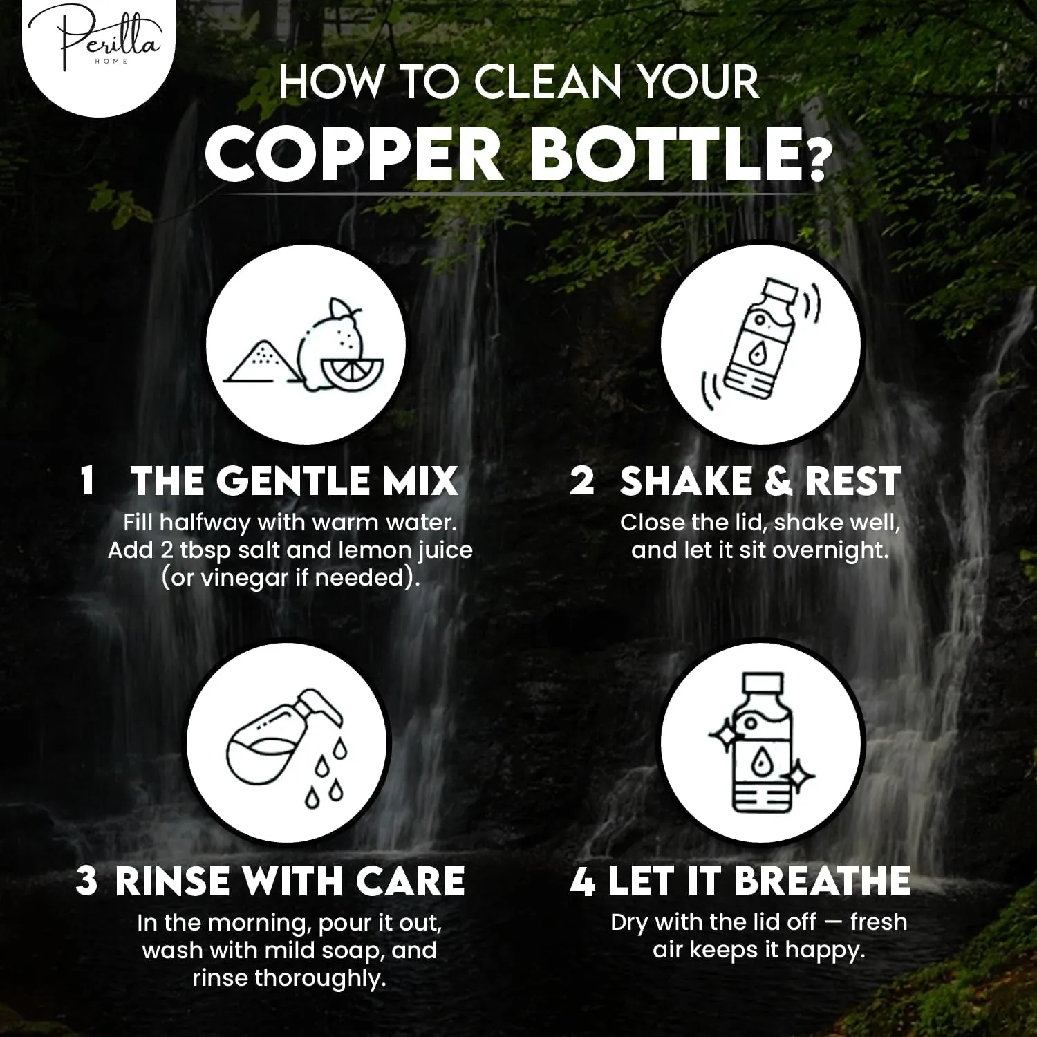 Perilla Home Copper Water Bottle 20.29 Oz Leak Proof 100% Pure - Ayurvedic Copper Vessel - Drink More Water And Enjoy The Health Benefits Immediately - For Gym,Yoga Bottle (Plain Pie Green)