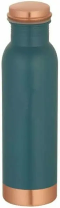 Perilla Home Copper Water Bottle 20.29 Oz Leak Proof 100% Pure - Ayurvedic Copper Vessel - Drink More Water And Enjoy The Health Benefits Immediately - For Gym,Yoga Bottle (Plain Pie Green)