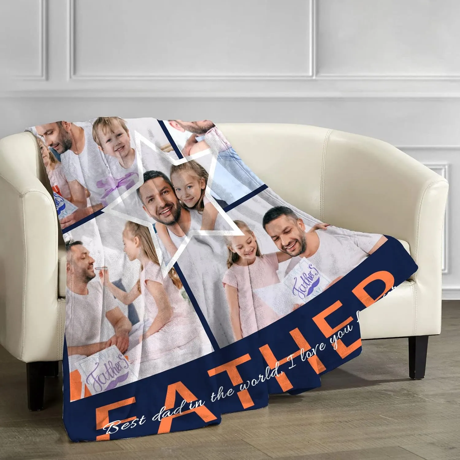 Personalized Throw Blankets Customized Photo Blanket with Son Picture and Text for Lover and Best Friends Memories, Flannel Throw Blanket Never Fade, 5 Photos 32x48inches