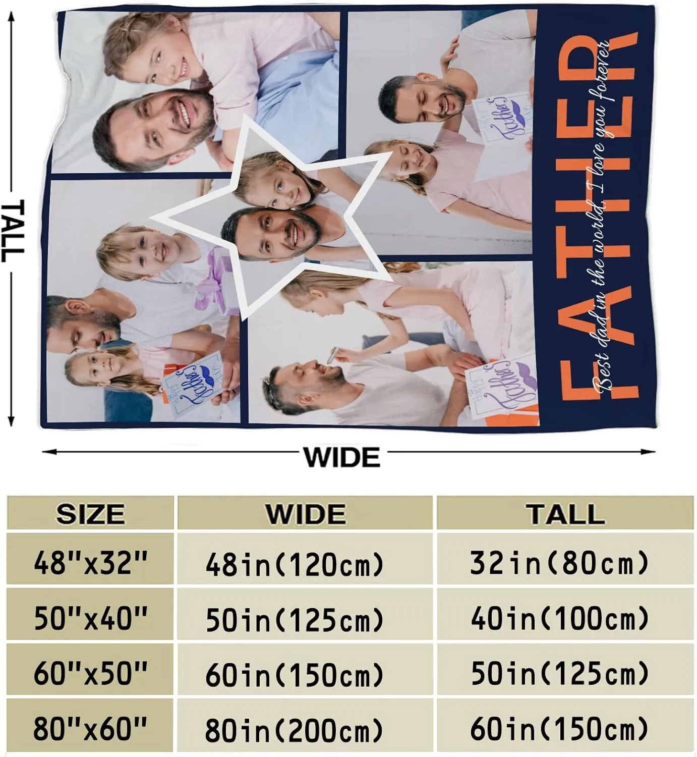 Personalized Throw Blankets Customized Photo Blanket with Son Picture and Text for Lover and Best Friends Memories, Flannel Throw Blanket Never Fade, 5 Photos 32x48inches