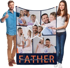 Personalized Throw Blankets Customized Photo Blanket with Son Picture and Text for Lover and Best Friends Memories, Flannel Throw Blanket Never Fade, 5 Photos 32x48inches