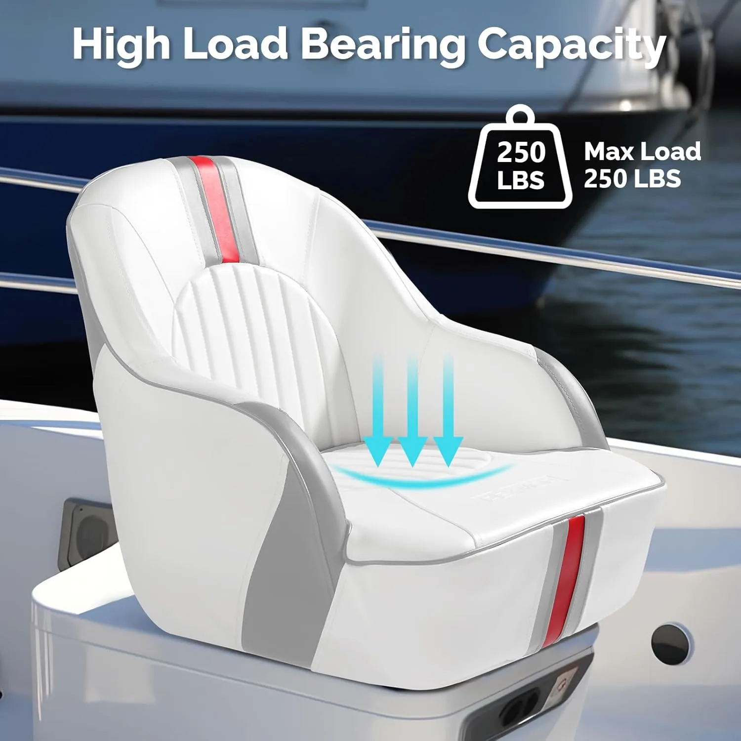 PEXMOR Premium Pontoon Boat Seat Captain Bucket Seat with Boat Seat Cover, Waterproof Boat Cabin Captain Chair Stainless Steel Screws Included