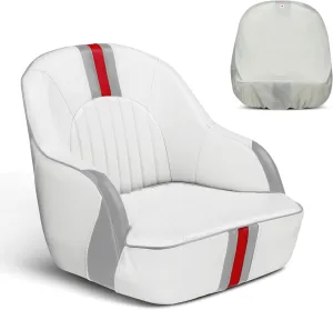 PEXMOR Premium Pontoon Boat Seat Captain Bucket Seat with Boat Seat Cover, Waterproof Boat Cabin Captain Chair Stainless Steel Screws Included