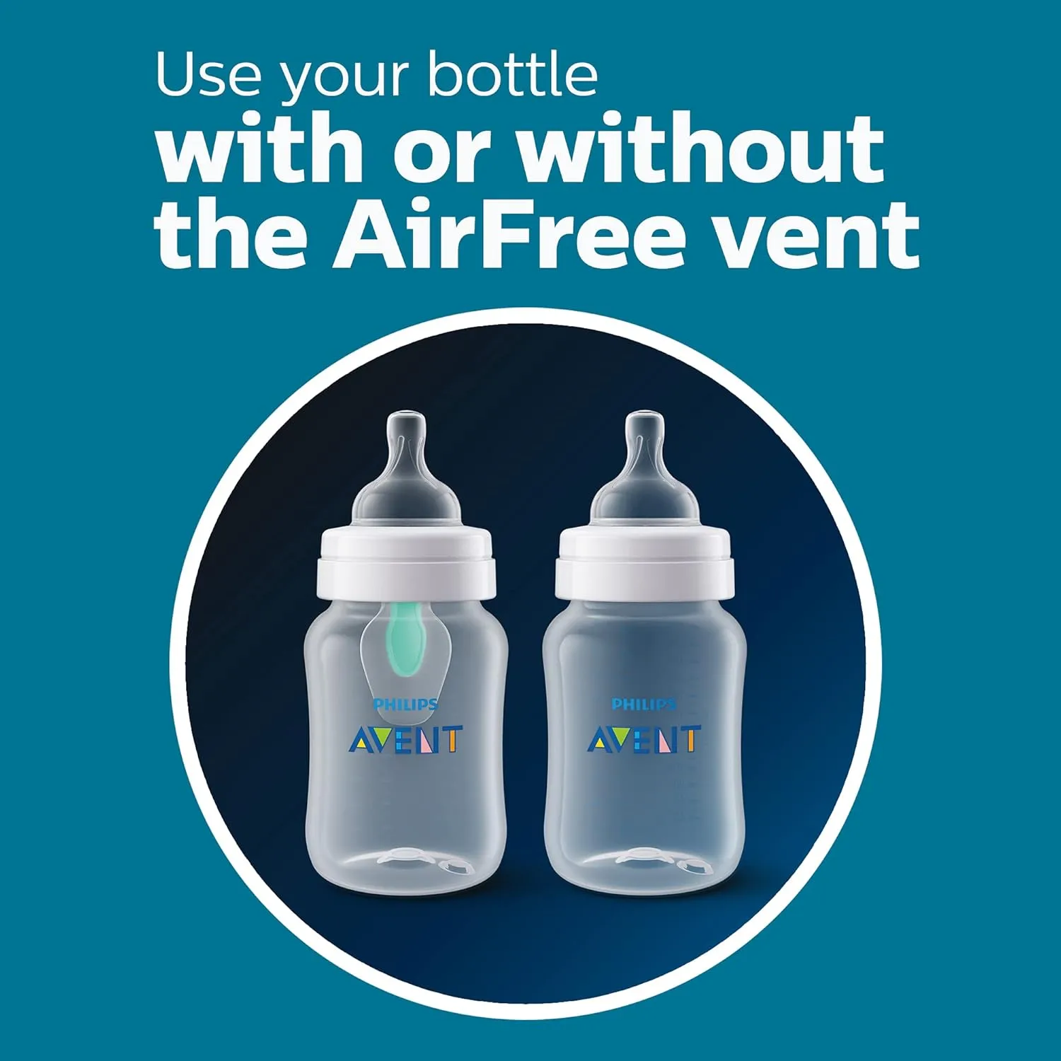 Philips Avent Anti-Colic Baby Bottles, 11oz, with Flow 3 Nipples, 3m , 2pk, Clear, SCY106/02