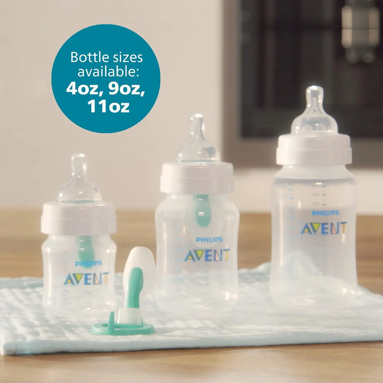 Philips Avent Anti-Colic Baby Bottles, 11oz, with Flow 3 Nipples, 3m , 2pk, Clear, SCY106/02