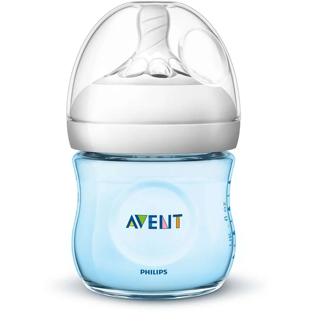 Philips AVENT Natural Baby Bottle, SCF010/39, Blue, 4 Ounce (Pack of 3)
