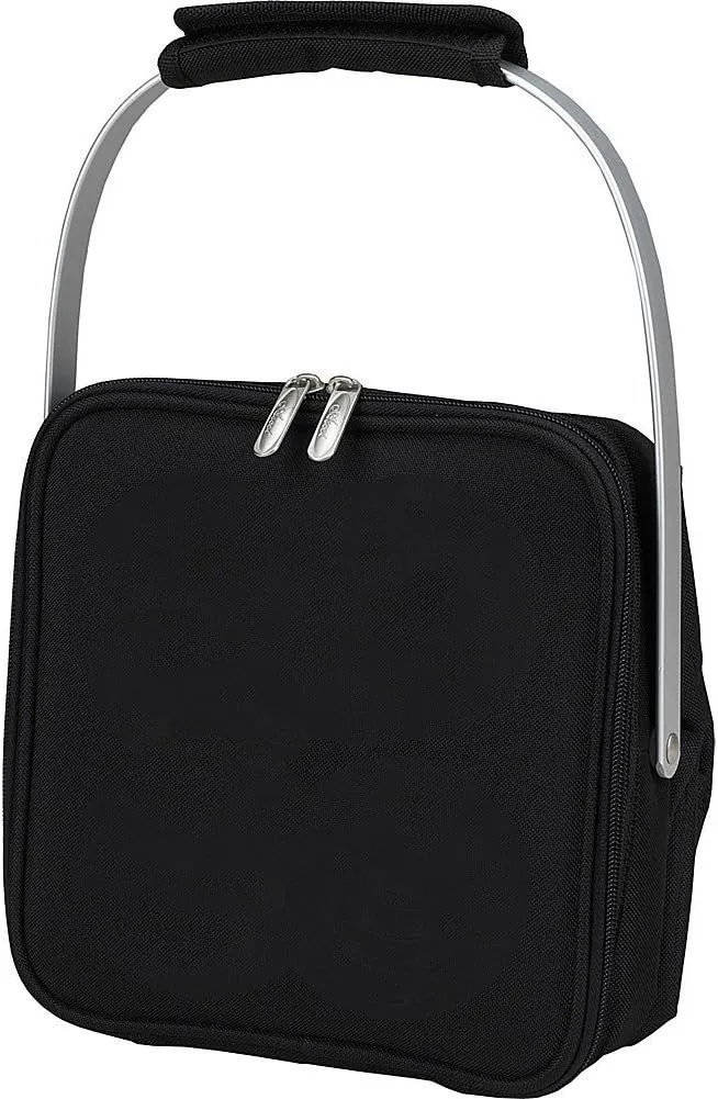 Picnic at Ascot 4 Bottle Insulated Wine Tote- Collapsible Multi Purpose Cooler - Black/Apple
