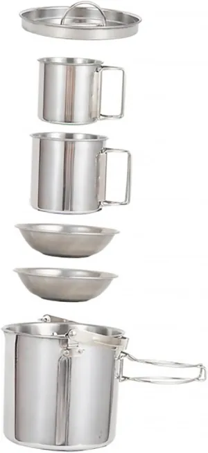 Picnic Cookware Set Stainless Steel Tableware Camping Kettle Folding Cup Light Weight Portable Kettle Outdoor Kettle