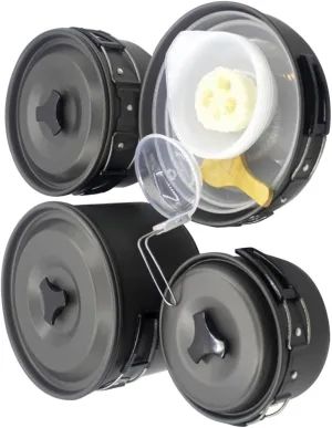 Picnic Pot Set 4-5 Person Cooking Kit Portable Camping Cookware Pots Pans Made for Outdoor Enthusiasts and Family Picnics