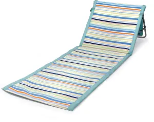 PICNIC TIME Beachcomber Portable Beach Chair & Tote, (St. Tropez Collection - Sky Blue with Multi Stripe Pattern)