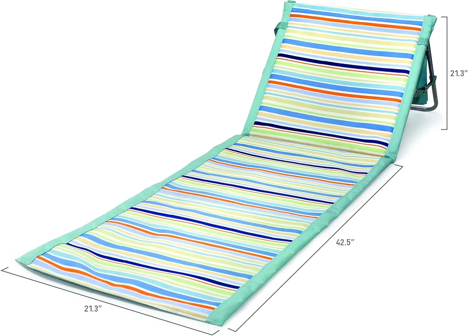 PICNIC TIME Beachcomber Portable Beach Chair & Tote, (St. Tropez Collection - Sky Blue with Multi Stripe Pattern)