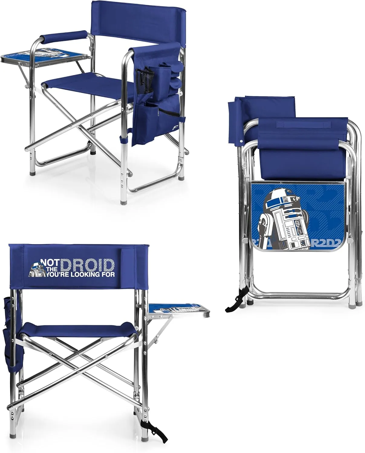 PICNIC TIME Star Wars R2-D2 Sports Chair with Side Table, Beach Chair, Camp Chair for Adults, (Navy Blue)