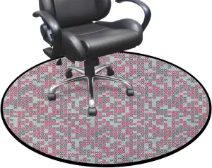 Pink Non-Slip Round Chair Mat for Hardwood Floors & Low Pile Carpets, Abstract Color Triangle and Line Pattern Multi-Purpose Desk Chair Protector, Geometry Diameter 39.4 in