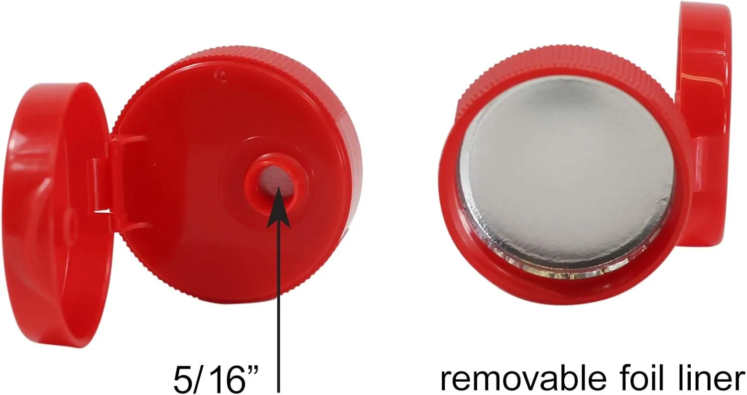 Pinnacle Mercantile Condiment Squeeze Bottles with Flip Top Hinged RedCap 16 oz Set of 5 (Perfect for Condiments, Sauces, Dressings, BBQ, Ketchup) Made USA