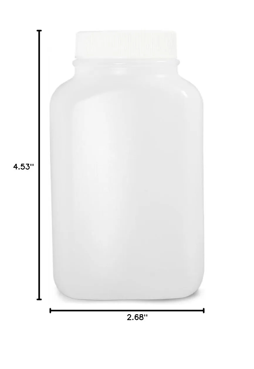 PLC-03479 Natural HDPE Wide Mouth Oblong Bottle with 43-400 White Polypropylene Unlined Cap, 8.5oz Capacity, 68mm OD x 115mm Height (Case of 250)