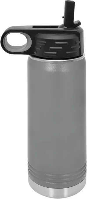 Polar Camel 20 oz Stainless Steel Water Bottle with Flip Top Lid and Straw (Dark Gray)