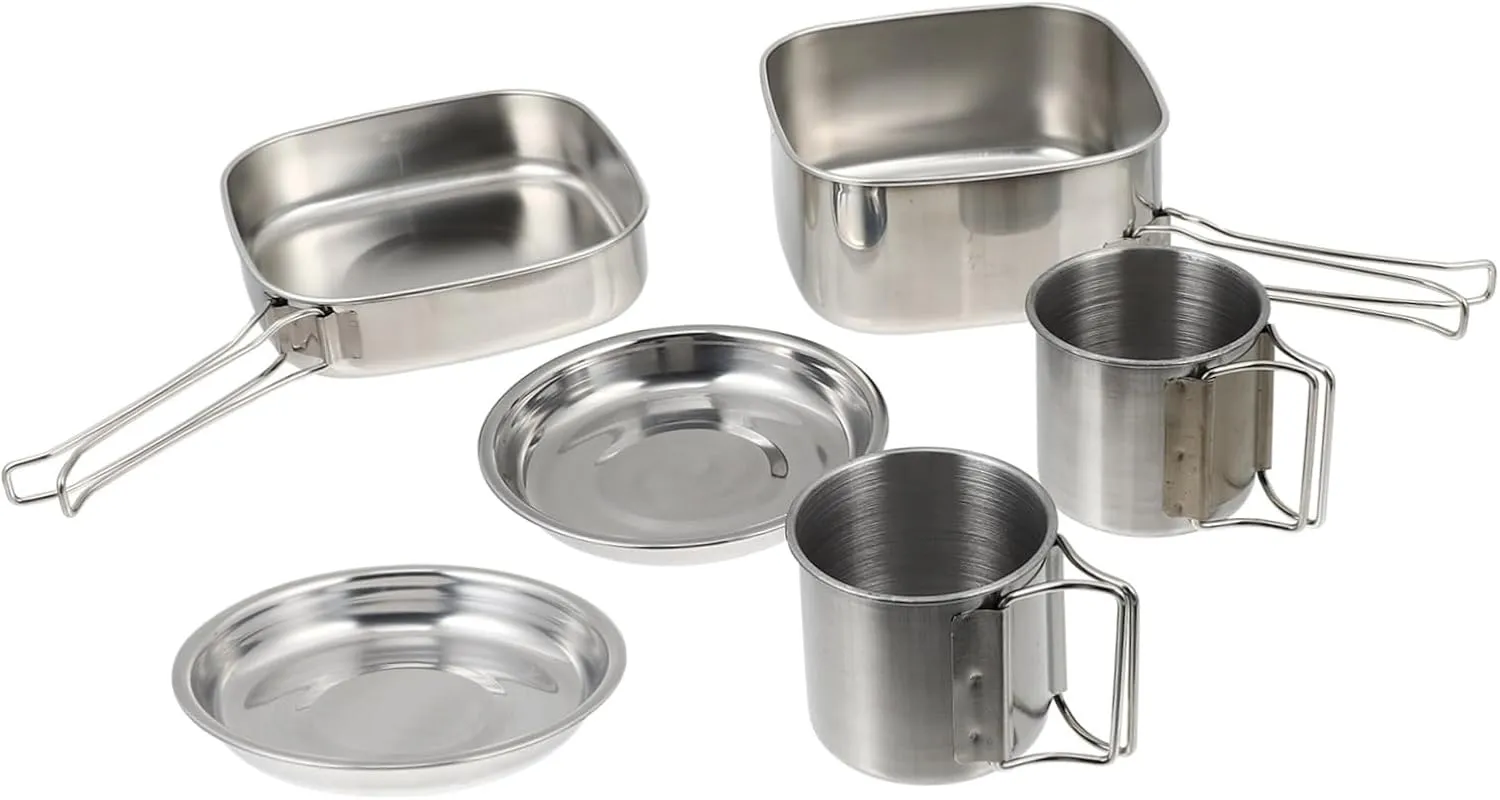POPETPOP Outdoor Camping Tableware Camping Cooker Pots Picnic Pans Self Portable Cooking Cookware Stainless Steel