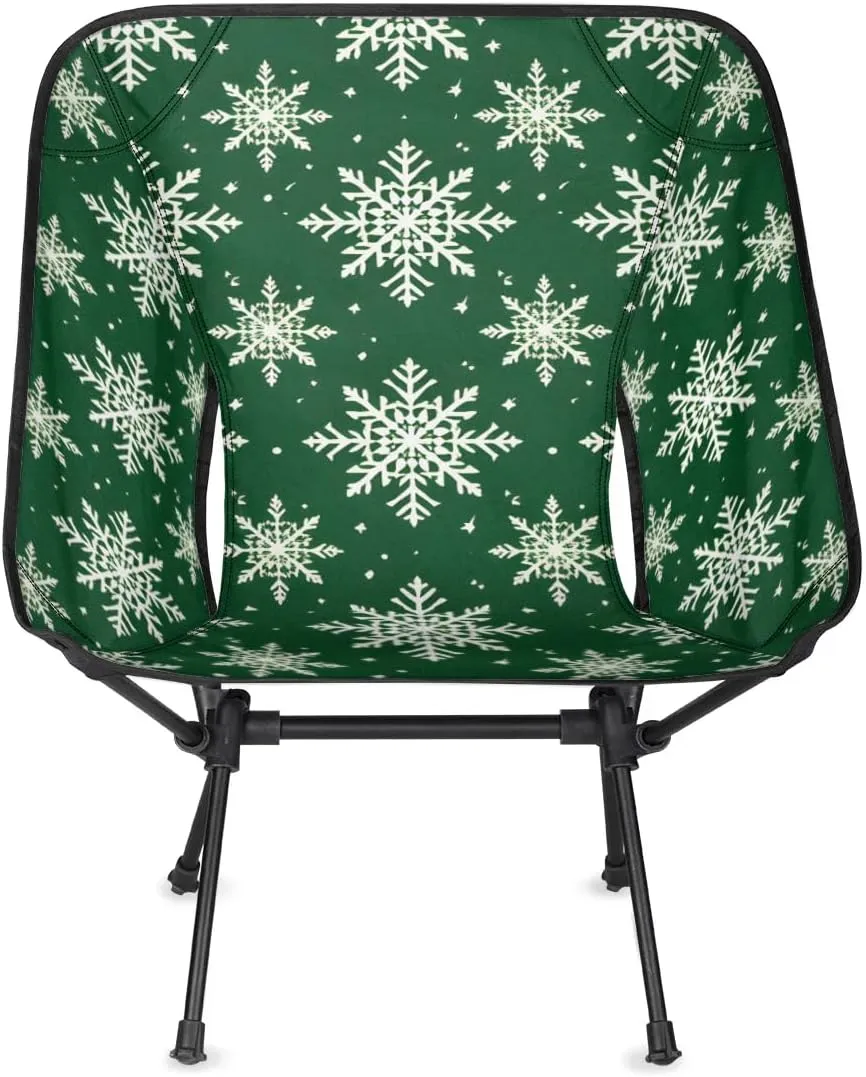 Portable Camping Chair Christmas Snowflakes Ultralight Folding Camping Chair Gothic Snowflakes Backpacking Hiking Chair with Cup Holder for Outdoor Travel Beach Picnic Festival, 176 lbs Capacity