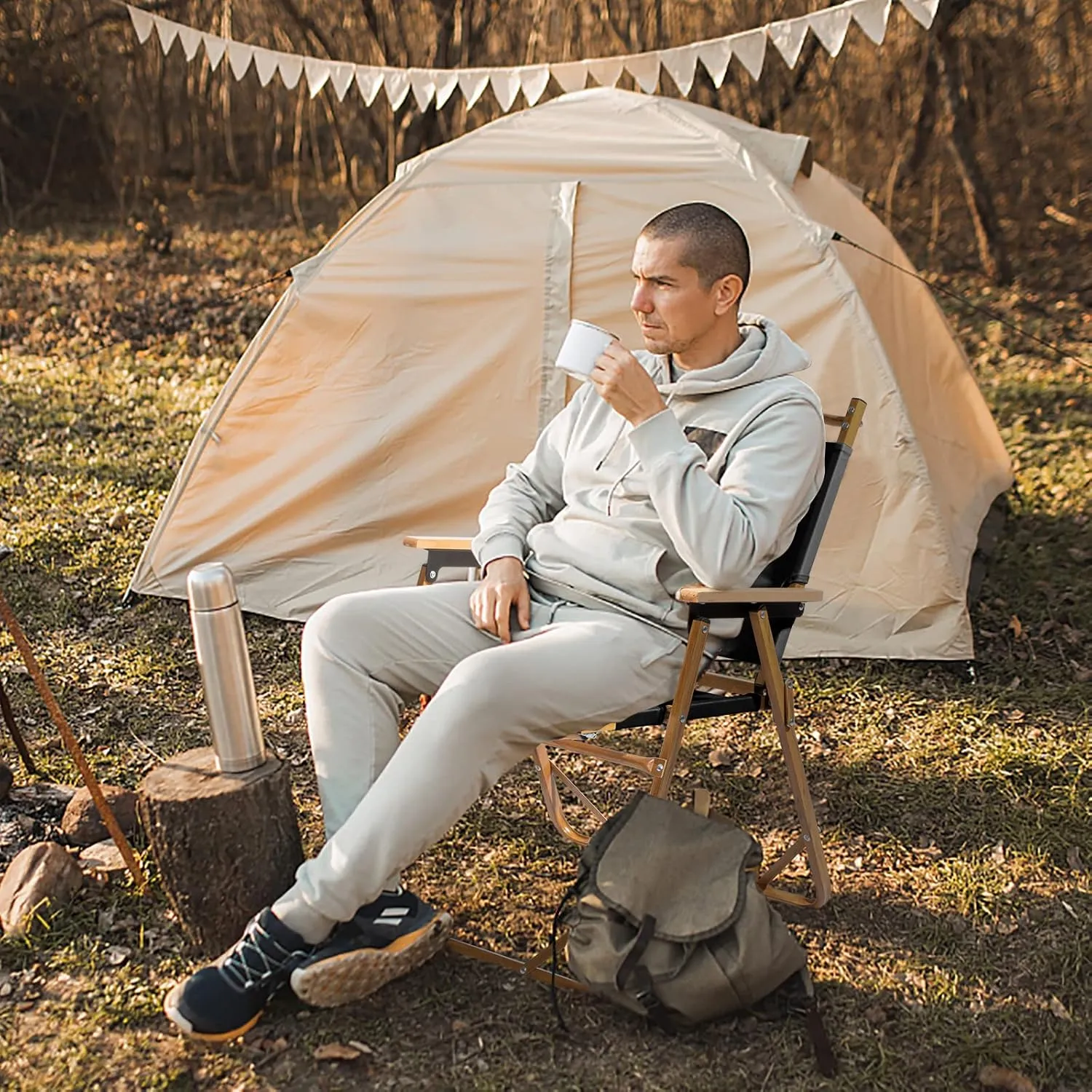 Portable Camping Chair Folding Beach Chair, Aluminum Frame Camp Chairs Fishing Chairs Backpack Chair for Indoor Outdoor Hiking Fishing Patio Beach