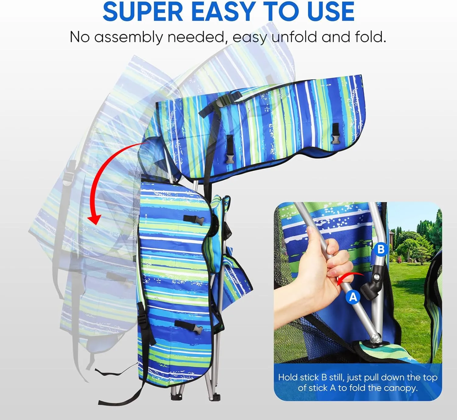 Portable Camping Chair with Canopy - Folding Chair with Canopy, Durable 600D Oxford Canopy Chair for Camping, Beach, Picnics, Fishing & Sports