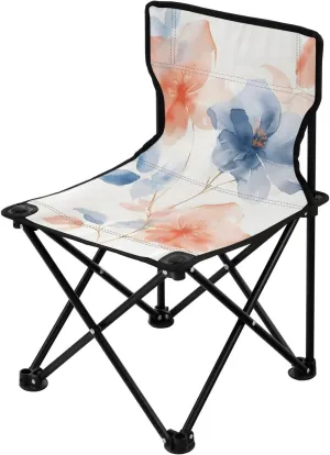 Portable Camping Folding Chairs Foldable Chair Small Flowers Pastel Blue Lightweight Backpacking Outdoor Outside Fishing