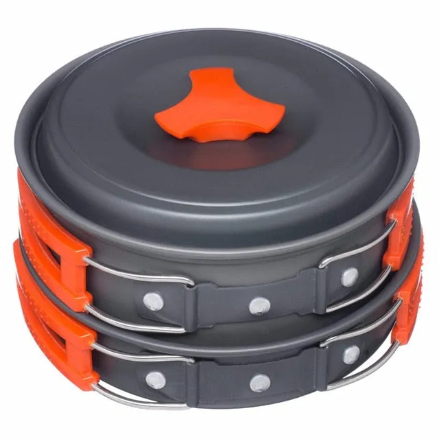 Portable Camping Tableware Cooking Set Outdoor Cookware Pan Pot Bowl Spoon Fork Utensils